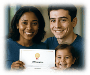 Figura de família com diploma, futuro melhor para si e para a família